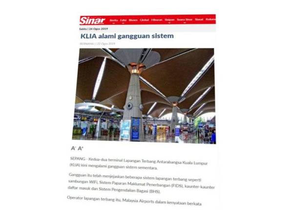 Laporan Sinar Harian 22 Ogos lalu.