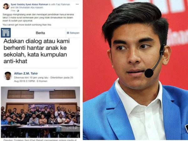 Tangkap layar Facebook Syed Saddiq Syed yang mengkritik tindakan Sekat.