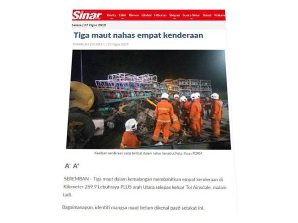 Laporan Sinar Harian semalam.