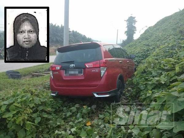 Toyota Innova dipandu seorang guru lelaki terbabas masuk ke dalam semak di tepi jalan sejurus terlanggar motosikal dinaiki mangsa.