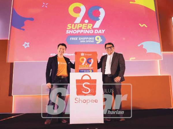 HOCK KOON dan Ian merasmikan pelancaran Shopee 9.9 Super Shopping Day.