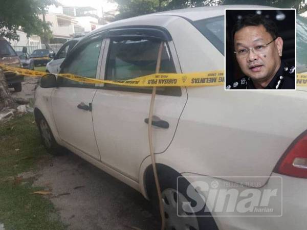 Seorang lelaki ditemukan mati di dalam kereta jenis Proton Saga warna putih yang berkunci. Gambar kecil: Noor Azmi