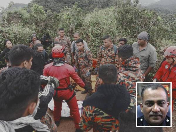 Mangsa dibawa turun menggunakan helikopter kerana faktor muka bumi menyukarkan laluan darat. (Gambar kecil: Mohd Taufik)