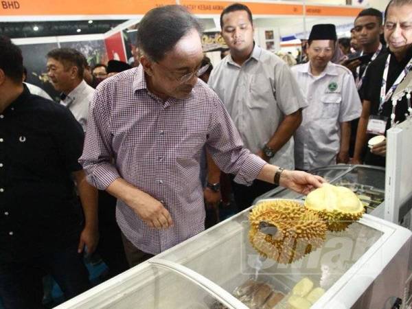 Anwar melawat reruai pameran di Halal Fest Jakim 2019 di Pusat Pameran dan Konvensyen Antarabangsa Mines hari ini. - FOTO ZAHID IZZANI