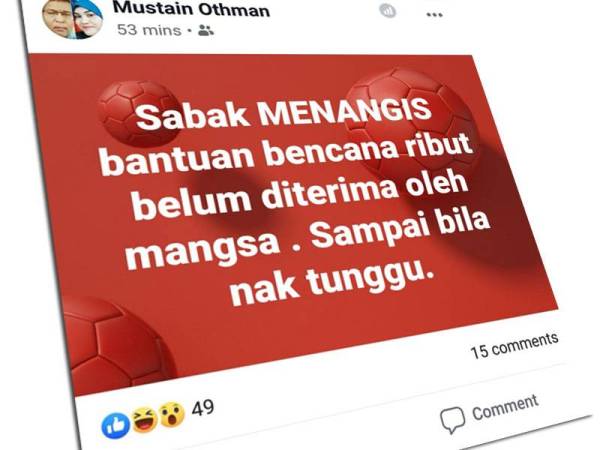 Ahmad Mustain memuat naik status di Facebook beliau hari ini.