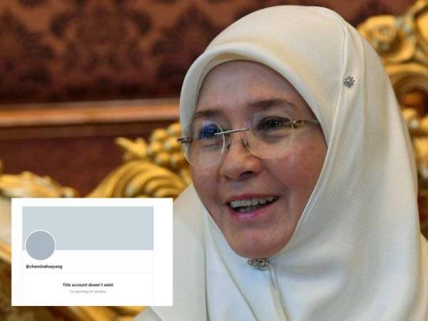 Baginda Raja Permaisuri Agong menutup akaun Twitter Azizah Iskandar@cheminah sayang disebabkan tindakan seorang netizen meninggalkan komen negatif.