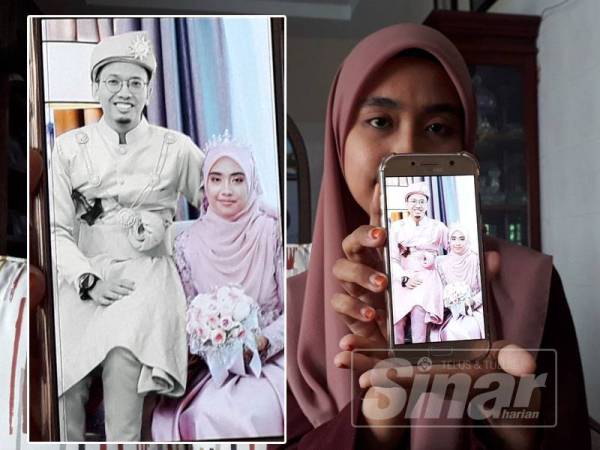 Dr Syafiqah menunjukkan gambar perkahwinannya bersama arwah Dr Mohammad Farid.