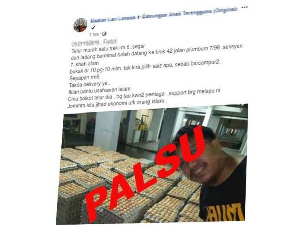 Paparan skrin hantaran yang tular di laman sosial Facebook.