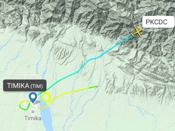 Pesawat Twin Otter DHC6-400 berlepas dari bandar Timika menuju ke Ilaga. -Foto Istimewa