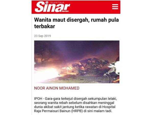 Laporan Sinar Harian semalam.