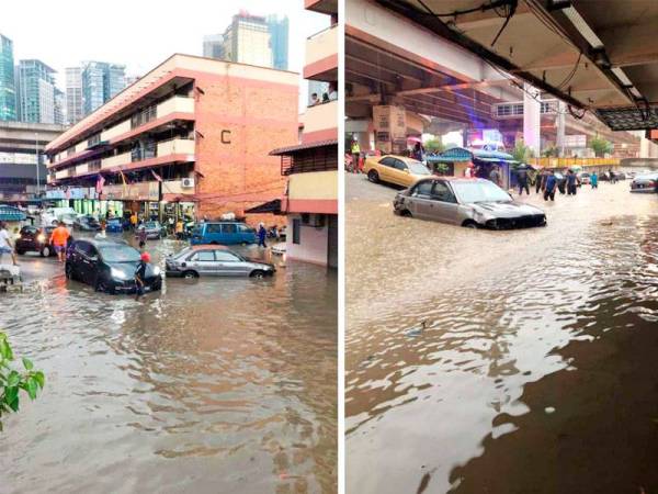 Banjir kilat melanda kawasan Flat PKNS Jalan Tun Razak petang tadi.