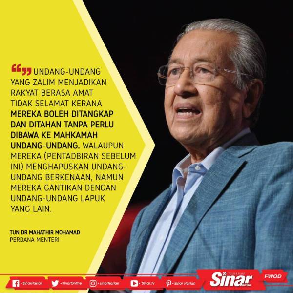 Dr Mahathir Beri Jaminan Kerajaan Ph Tidak Zalim