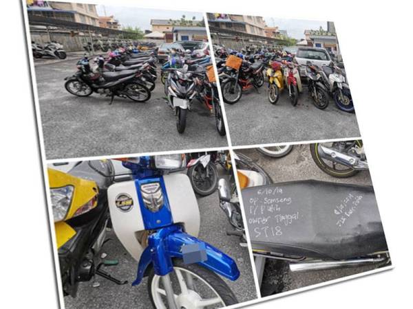 Sebahagian motosikal yang disita dalam Op Samseng Jalanan pagi tadi. - Foto ihsan PDRM