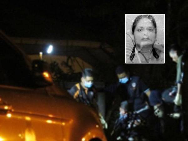 Pihak polis memeriksa lokasi mangsa dipukul dan disamun oleh dua penjenayah.
Gambar kecil: S Sri Devi Kalaivani Raniamal