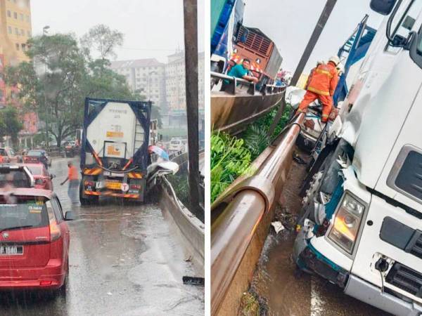 Kemalangan menyebabkan pemandu van parah akibat tersepit selepas terlibat kemalangan dengan sebuah treler di Jalan Pintasan Pelabuhan Utara, Klang petang tadi.