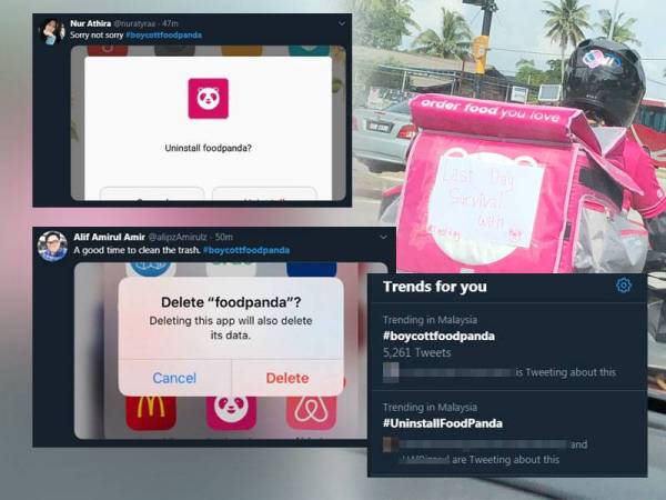 Netizen lancar boikot #boycottfoodpanda dan #UninstallFoodPanda