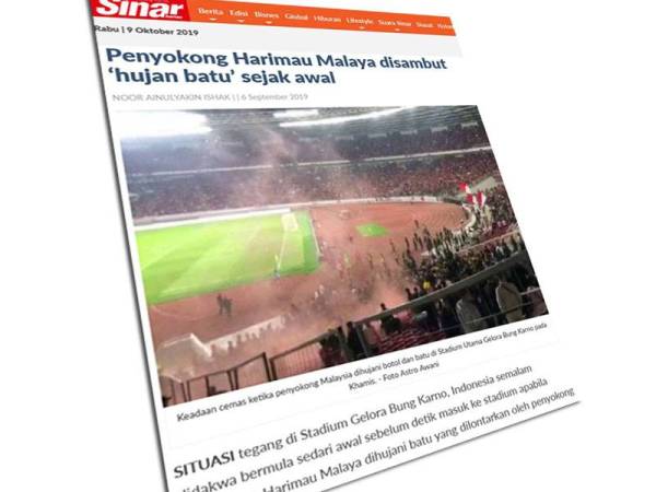 Kekecohan ditimbulkan penyokong Indonesia pada aksi pertama Kumpulan G pusingan kedua kelayakan Piala Dunia 2022/Piala Asia 2023 menentang Malaysia di Stadium Gelora Bung Karno, Jakarta pada 5 September lalu.