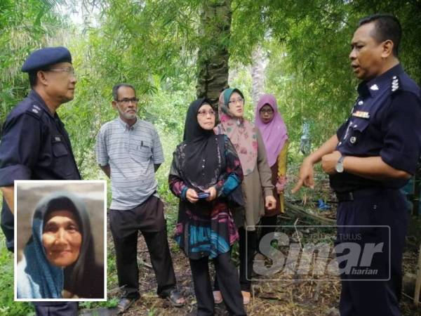 Mat Amin (dua dari kiri) bersama Ketua Polis Daerah Kerian, Superintendan Omar Bakhtiar Yaacob (kiri) mendengar taklimat SAR di lokasi. Gammbar kecill: Fatimah