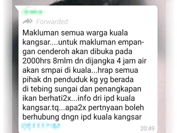 Hebahan Air Empangan Chenderoh Dilepaskan Tak Benar