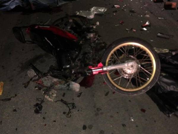 Keadaan motosikal ditunggangi mangsa dalam kejadian berkenaan.