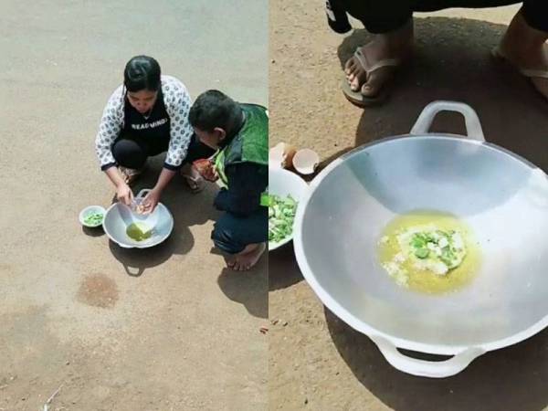 Ekoran cuaca panas yang luar biasa ini, tular video seorang wanita melakukan aktiviti memasak di bawah sinar matahari. - FOTO:INSTAGRAM:MAKASSAR INFO