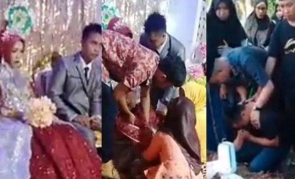 Pengantin rebah sebelum meninggal dunia. - Foto Tribun News