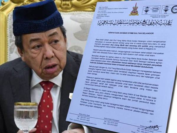 Kenyataan akhbar Sultan Sharafuddin yang ditandatangani Setiausaha Sulit baginda, Datuk Mohamad Munir Bani.