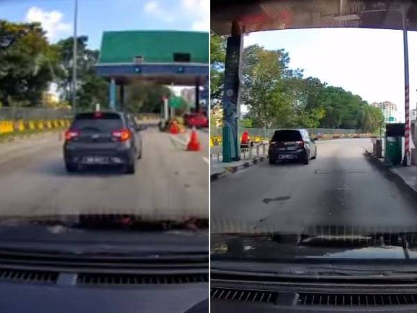 Sebuah kereta berjaya melepasi palang tol tanpa membuat bayaran.