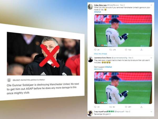 Penyokong juga kini melancarkan petisyen supaya Ole berhenti daripada menjadi jurulatih Manchester United. Pelbagai reaksi yang diterima daripad kempen #OleOut yang kini trending di Twitter.