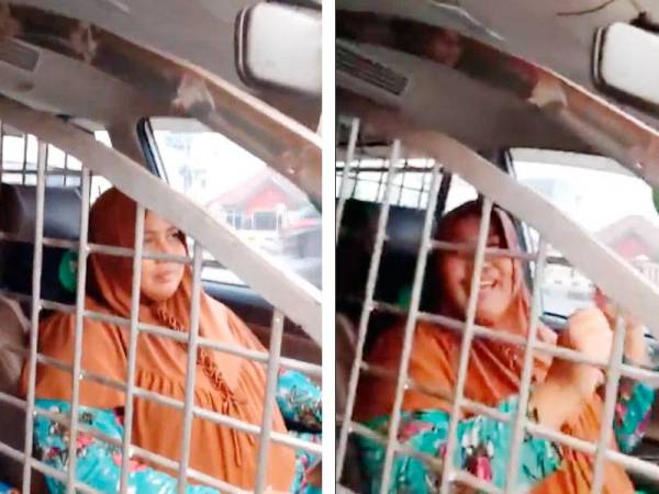 Tangkapan layar video yang menunjukkan pagar besi yang dipasang oleh wanita tersebut bagi melindungi dirinya kini tular di media sosial