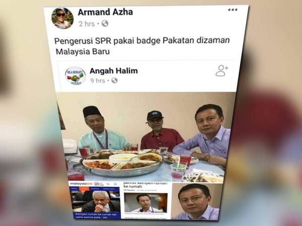 Tangkap layar gambar dikongsikan Armand di Facebooknya pagi tadi.