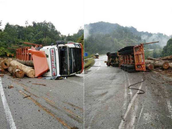 Lori Muatan Balak Terbalik