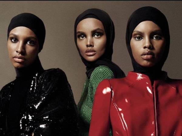 DARI kiri: Ikran, Halima dan Amina model hijab berkulit hitam yang semakin popular mengatur langkah di atas pentas fesyen antarabangsa. Foto: Instagram @halima