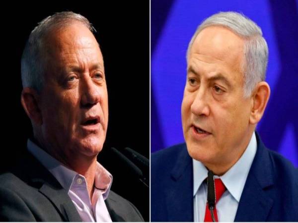 Gantz (kiri) memperoleh 32 kerusi manakala Netanyahu memenangi 33 kerusi dalam pilihan raya kedua pada September lalu.