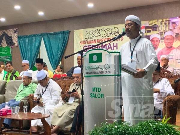 Mohd Nassurrudin ketika bercakap sempena Himpunan Kesyukuran dan Ceramah Muafakat Nasional di Wisma Tok Guru, Pendek, Salor di sini malam tadi.