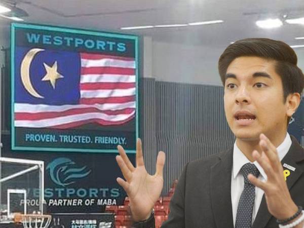 Bendera Malaysia dengan lima bintang dipaparkan menerusi skrin digital ketika perasmian Kejohanan Bola Keranjang kali ke-28 semalam. Gambar kanan: Syed Saddiq