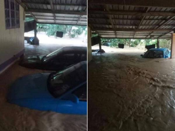 Keadaan air banjir yang melanda Kampung Chuchoh Puteri, Kuala Krai petang semalam. - Foto: Pembaca Shahrul Shah