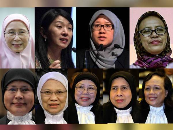 Atas dari kiri: Datuk Seri Dr Wan Azizah Wan Ismail, Yeo Bee Yin, Isnaraissah Munirah Majilis dan Datuk Dr Siti Hamisah Tapsir.
Bawah dari kiri: Tan Sri Tengku Maimun Tuan Mat, Datuk Rohana Yusuf, Datuk Zaleha Yusof, Datuk Zabariah Mohd Yusof dan Datuk Hasnah Mohammed Hashim.