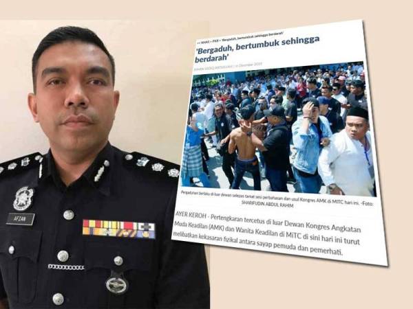 Laporan Sinar Harian berhubung kekecohan yang berlaku. Gambar kanan: Afzanizar