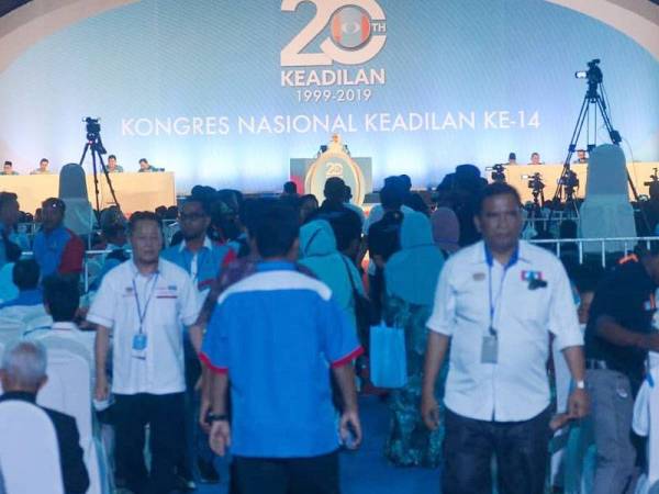 Kongres Nasional PKR 2019 yang berlangsung di Pusat Dagangan Antarabangsa Melaka (MITC) di sini hari ini. - FOTO SHARIFUDIN ABDUL RAHIM