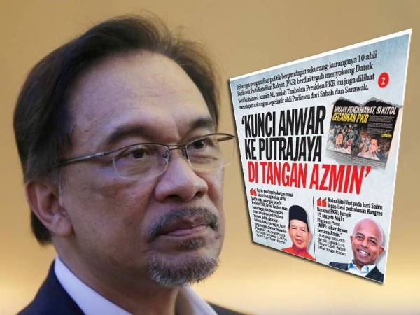 Anwar Ibrahim. Gambar kecil: Laporan sinar harian semalam. 