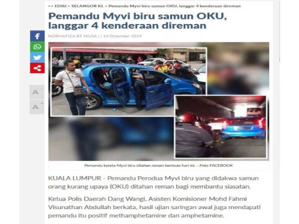 Laporan Sinar Harian berhubung kejadian itu.