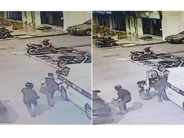 CCTV di tempat kejadian menunjukkan kejadian yang berlaku pagi tadi.