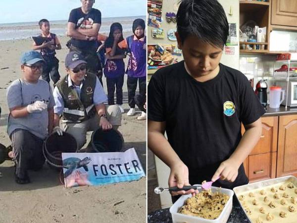 Ahmad Iszuddin juga terlibat dalam aktiviti penjagaan pantai sekurang-kurangnya dua kali setahun. Gambar kanan: Ahmad Iszuddin Ahmad Idzham telah menghasilkan sebanyak 15,000 biskut malah turut mengarang buku resipi, ‘In The Kitchen With Iszuddin’.