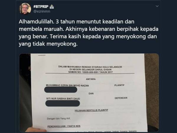 Lelaki tersakiti menang saman terhadap bekas tunang