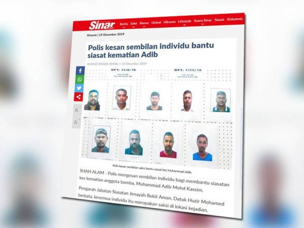 Kes Adib Dua Daripada Sembilan Saksi Tampil Bantu Siasatan