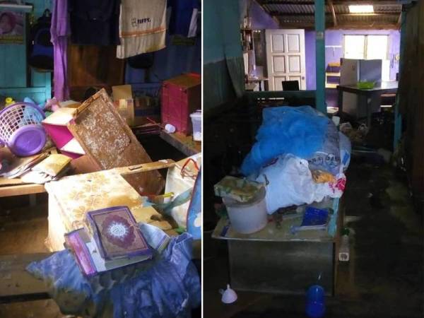 Barangan rumah Siti Noor Akmar yang rosak akibat banjir.