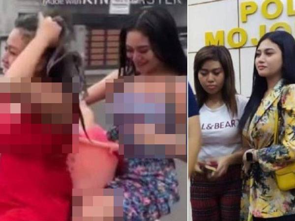 Dua wanita ditahan polis kerana melakukan aksi berbahaya di atas jalan raya.