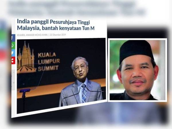 Jumaat lalu, Dr Mahathir sewaktu berucap pada Sidang Kemuncak Kuala Lumpur 2019 mengkritik penggubalan undang-undang baharu CAA oleh kerajaan India. Gambar kanan: Dr Ahmad Marthada