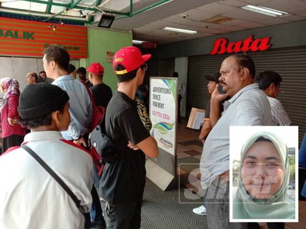 Semua premis diarahkan tutup di Kompleks PKNS sebaik dimaklumkan terdapat kebakaran. (Gambar kecil: Siti Maizatul Mohd Zaini)